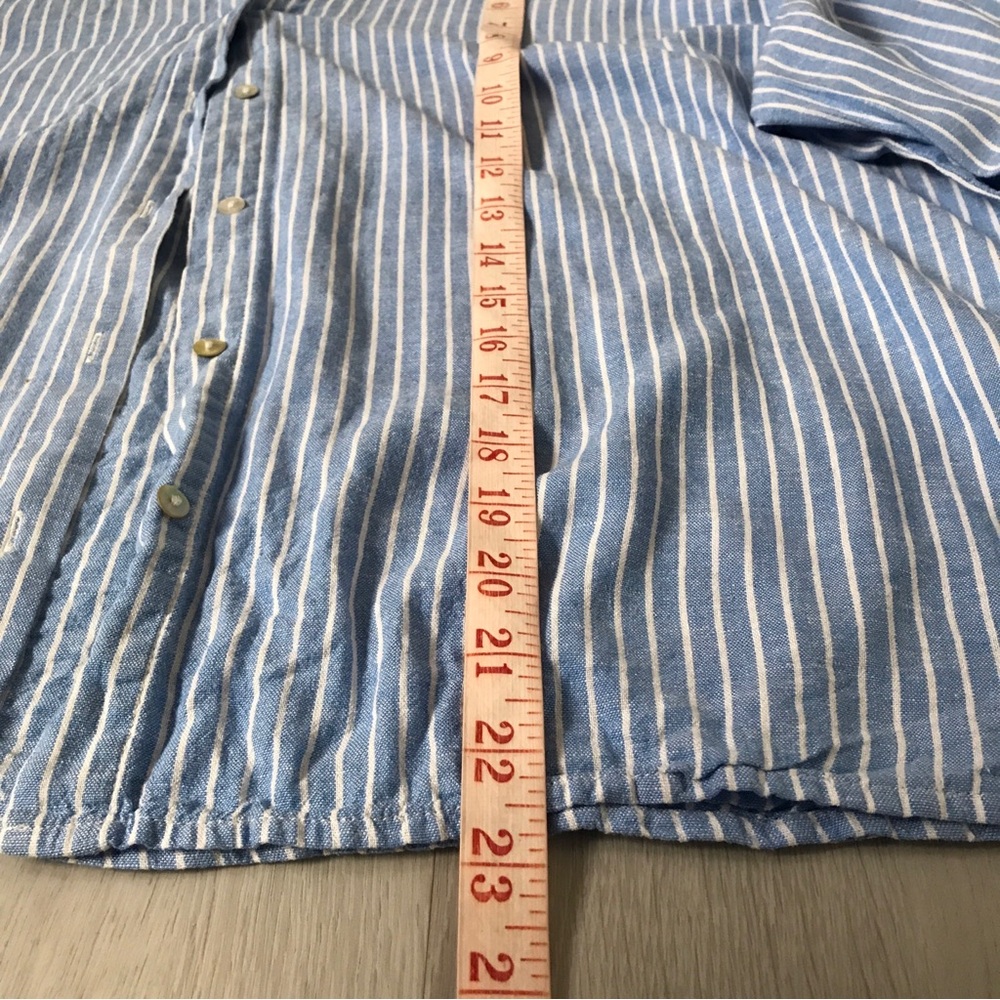 ZARA BUTTON SHIRT BLUE STRIPED BIXY CROP LONG SLEEVE WOMENS SMALL - Picture 4 of 10
